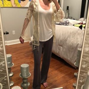 Lace off white light weight shawl with arms